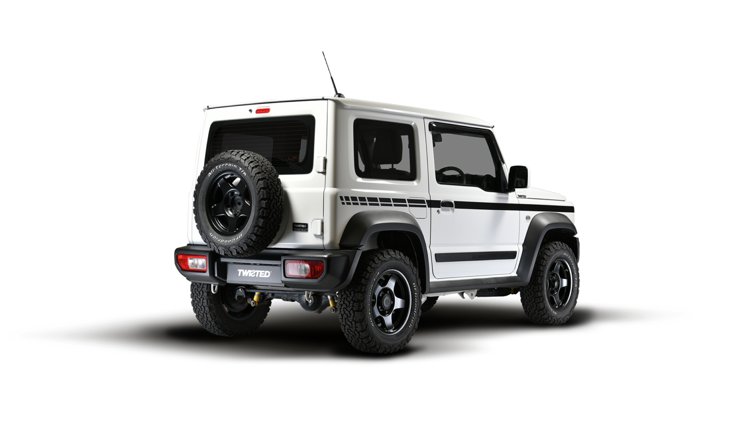 White Jimny Rear 3 Qtr Cut Out